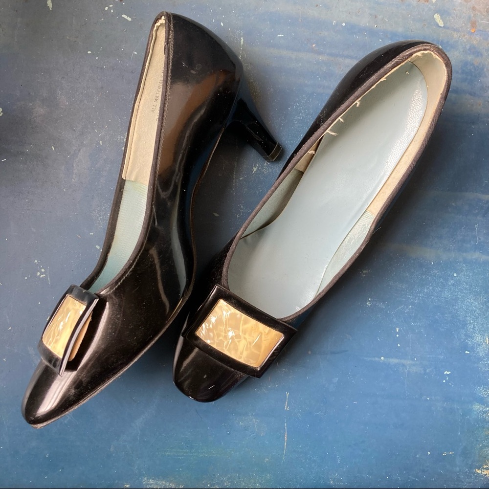 LAST $ DROP Vintage Black Patent Leather Pumps by Charm Step size 8 1/2M